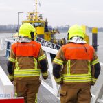 Brand op Patrouillevaartuig langs de Nieuwe Waterweg in Maassluis