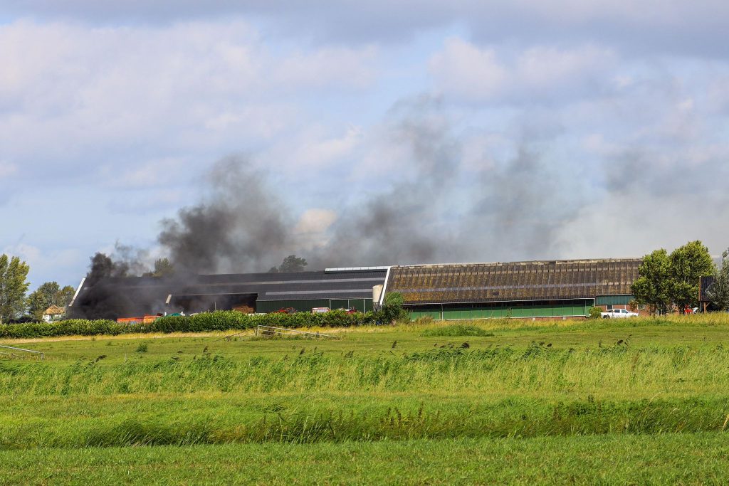 Grote brand in agrarische stal aan de Kwakelweg in Maasland